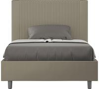 ITYHOME - Cama tapizada con cajón de almacenamiento, tamaño 120x190, con revestimiento de cuero sintético color cappuccino, modelo Goya