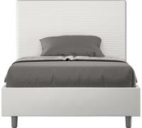 ITYHOME - Cama tapizada con cajón de almacenamiento, tamaño 120x190, con revestimiento de cuero sintético, color blanco. Modelo: Focus