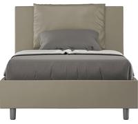 ITYHOME - Cama tapizada con cajón de almacenamiento, tamaño 120x190, con revestimiento de cuero sintético color cappuccino, modelo Antea