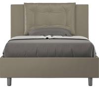 ITYHOME - Cama tapizada con cajón de almacenamiento, tamaño 120x200, con revestimiento de cuero sintético color cappuccino, modelo Annalisa