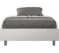 ITYHOME - Cama tapizada con cajón de almacenamiento, tamaño 120x210, con revestimiento de cuero sintético, color blanco, modelo Azelia