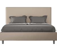 ITYHOME - Cama tapizada con cajón de almacenamiento, tamaño 140x190, con revestimiento de cuero sintético en color gris pardo "Sunny"
