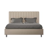 ITYHOME - Cama tapizada con cajón de almacenamiento, tamaño 140x190, con revestimiento de cuero sintético en color gris paloma, modelo Agueda