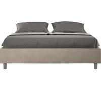 ITYHOME - Cama tapizada con cajón de almacenamiento, tamaño 160x190, con funda de microfibra color arena, modelo Azelia