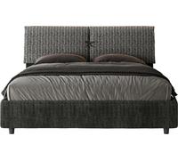 ITYHOME - Cama tapizada con cajón de almacenamiento, tamaño 160x190, con revestimiento de tela "Aragona 8" en color azul Mados