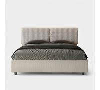 ITYHOME - Cama tapizada con cajón de almacenamiento, tamaño 160x190, con revestimiento de tela Aragona, color blanco, modelo Mados