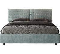 ITYHOME - Cama tapizada con cajón de almacenamiento, tamaño 160x190, con revestimiento de tela "Aragona", color azul cielo, modelo "Mados"