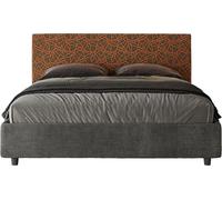 ITYHOME - Cama tapizada con cajón de almacenamiento, tamaño 160x190, con revestimiento de tela Era 04, color naranja Arla