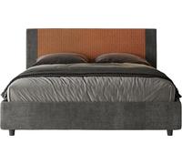 ITYHOME - Cama tapizada con cajón de almacenamiento, tamaño 160x190, con revestimiento de tela "Labirinto 04" en color naranja rosado