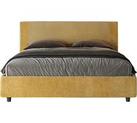 ITYHOME - Cama tapizada con cajón de almacenamiento, tamaño 160x190, con revestimiento de tela "Labirinto 06" en color amarillo rosado