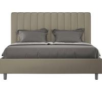 ITYHOME - Cama tapizada con cajón de almacenamiento, tamaño 160x210, con revestimiento de cuero sintético color cappuccino, modelo Agueda