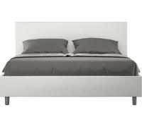 ITYHOME - Cama tapizada con cajón de almacenamiento, tamaño 160x210, con revestimiento de cuero sintético, color blanco, modelo Adele