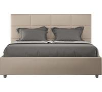 ITYHOME - Cama tapizada con cajón de almacenamiento, tamaño 160x210, con revestimiento de cuero sintético color gris paloma, modelo Mika