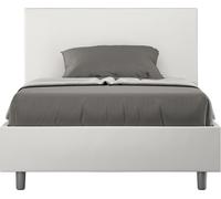 ITYHOME - Cama tapizada con somier de láminas, 120x200 cm, con revestimiento de cuero sintético, color blanco, modelo Adele