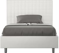 ITYHOME - Cama tapizada con somier de láminas, tamaño 120x190, con revestimiento de cuero sintético, color blanco, modelo Sunny