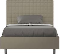 ITYHOME - Cama tapizada con somier de láminas, tamaño 120x190, con revestimiento de cuero sintético color cappuccino, modelo Sunny