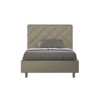 ITYHOME - Cama tapizada con somier de láminas, tamaño 120x200, con revestimiento de cuero sintético color cappuccino, modelo Priya