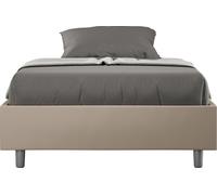 ITYHOME - Cama tapizada con somier de láminas, tamaño 120x200, con revestimiento de cuero sintético en color gris paloma, modelo Azelia