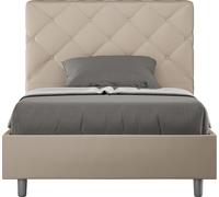 ITYHOME - Cama tapizada con somier de láminas, tamaño 120x200, con revestimiento de cuero sintético en color gris paloma, modelo Priya