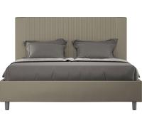 ITYHOME - Cama tapizada con somier de láminas, tamaño 140x190, con revestimiento de cuero sintético color cappuccino, modelo Goya