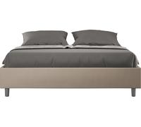 ITYHOME - Cama tapizada con somier de láminas, tamaño 140x200, con revestimiento de cuero sintético en color gris paloma, modelo Azelia
