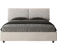 ITYHOME - Cama tapizada con somier de láminas, tamaño 160x190, con funda de tela Agata, color blanco, modelo Mados