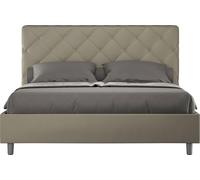 ITYHOME - Cama tapizada con somier de láminas, tamaño 160x210, con revestimiento de cuero sintético color cappuccino, modelo Priya