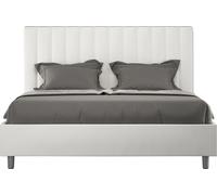 ITYHOME - Cama tapizada sin somier, tamaño 140x210, con revestimiento de cuero sintético, color blanco, modelo Agueda