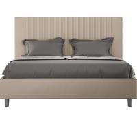 ITYHOME - Cama tapizada sin somier, tamaño 140x210, con revestimiento de cuero sintético, color gris paloma, modelo Goya