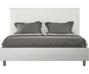 ITYHOME - Cama tapizada sin somier, tamaño 160x190, con revestimiento de cuero sintético, color blanco, modelo Goya