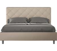 ITYHOME - Cama tapizada sin somier, tamaño 160x190, con revestimiento de cuero sintético en color gris paloma, modelo Priya