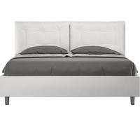 ITYHOME - Cama tapizada sin somier, tamaño 160x200, con revestimiento de cuero sintético, color blanco, modelo Annalisa