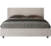 ITYHOME - Cama tapizada sin somier, tamaño 160x210, con cubierta de tela "Labirinto 01", color blanco "Rosal"