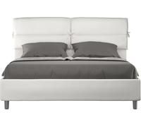 ITYHOME - Cama tapizada sin somier, tamaño 160x210, con revestimiento de cuero sintético, color blanco, modelo Nandy