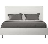 ITYHOME - Cama tapizada sin somier, tamaño 160x210, con revestimiento de cuero sintético, color blanco. Modelo: Focus
