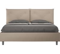 ITYHOME - Cama tapizada sin somier, tamaño 160x210, con revestimiento de cuero sintético en color gris "Appia"