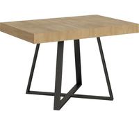 ITYHOME - Mesa auxiliar abatible, 120/204 x 80 cm, modelo Abbraccio, con tapa en roble natural y patas en color antracita