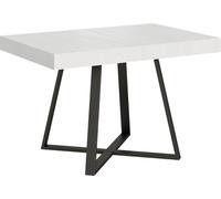 ITYHOME - Mesa auxiliar abatible, 120/204 x 80 cm, modelo Abbraccio, estructura en madera de haya blanca, patas en color antracita