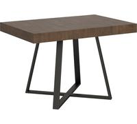 ITYHOME - Mesa auxiliar abatible, 120/204 x 80 cm, modelo Abbraccio, patas de nogal, estructura color antracita