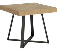 ITYHOME - Mesa auxiliar abatible, 90/194 x 90 cm, modelo Abbraccio, con tablero en roble natural y patas en color antracita