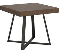 ITYHOME - Mesa auxiliar abatible, 90/194 x 90 cm, modelo Abbraccio, patas de nogal, estructura color antracita