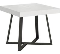 ITYHOME - Mesa auxiliar abatible, 90/194 x 90 cm, modelo Zeplir, con estructura de haya en color blanco y patas en color antracita