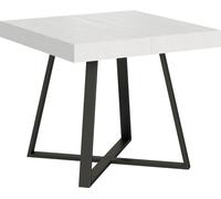 ITYHOME - Mesa auxiliar abatible "Abbraccio", 90/194 x 90 cm. Estructura en madera de haya blanca, patas en color antracita