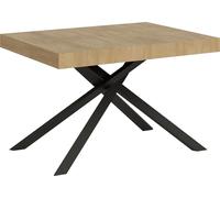 ITYHOME - Mesa auxiliar extensible, 130/390 x 90 cm, acabado en roble natural "Karida", patas en color antracita