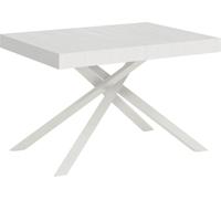 ITYHOME - Mesa auxiliar extensible, 130/390 x 90 cm, modelo Karida, madera de fresno, color blanco, patas blancas