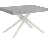 ITYHOME - Mesa auxiliar extensible, 130/390 x 90 cm, modelo Karida, patas de cemento, color blanco