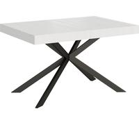 ITYHOME - Mesa auxiliar extensible, 130/390 x 90 cm, modelo Plaker, madera de fresno en blanco, patas grises antracita