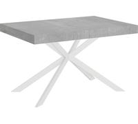 ITYHOME - Mesa auxiliar extensible, 130/390 x 90 cm, modelo Plaker, patas de cemento, color blanco