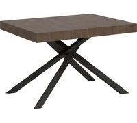 ITYHOME - Mesa auxiliar extensible, 130/390 x 90 cm, patas de nogal Karida, estructura en color antracita
