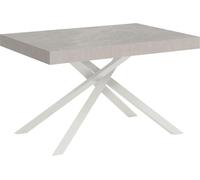 ITYHOME - Mesa auxiliar extensible, 140/400 x 90 cm, modelo Karida, patas de madera en blanco